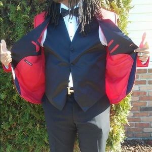 Red and black tailor suit